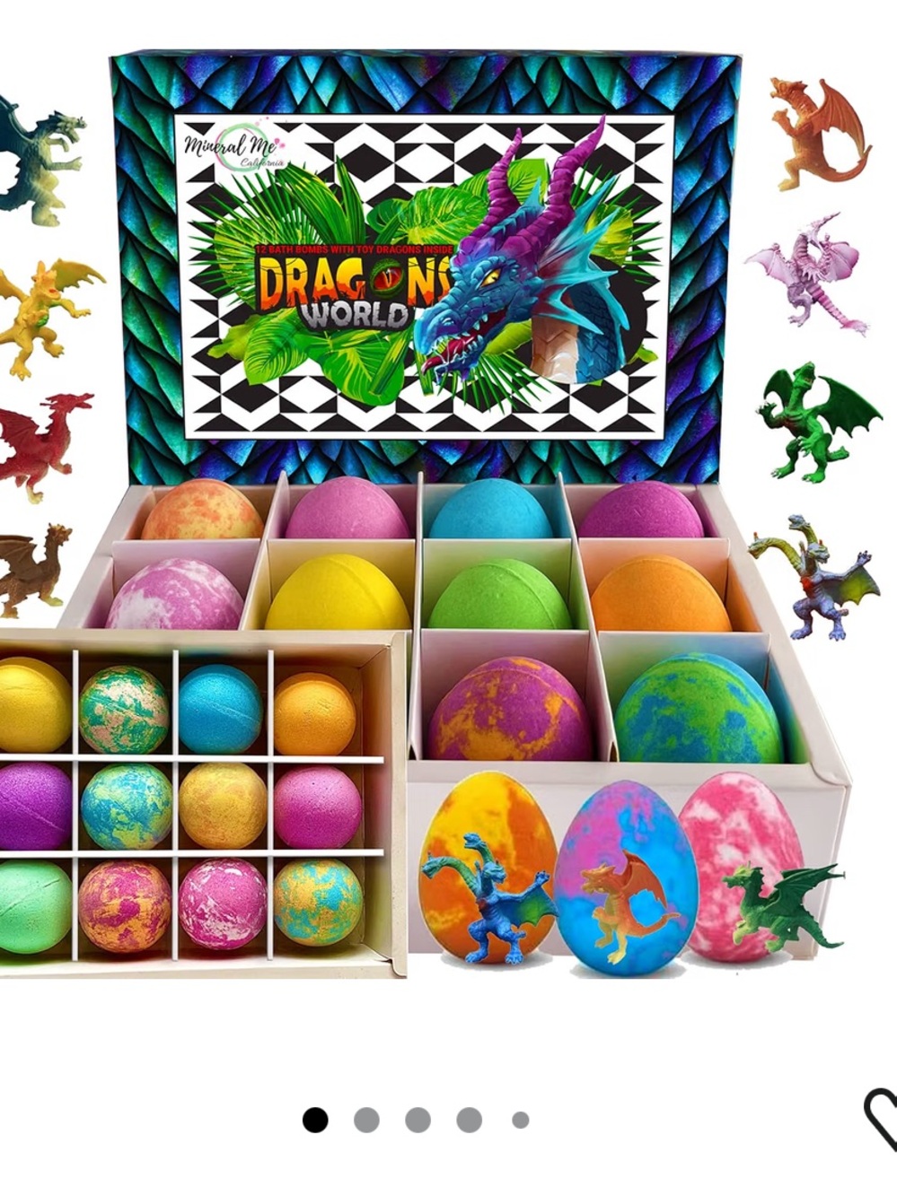 Dragon Egg Bath Bombs with Surprise Dragon Toys - Colorful Kids Gift Set